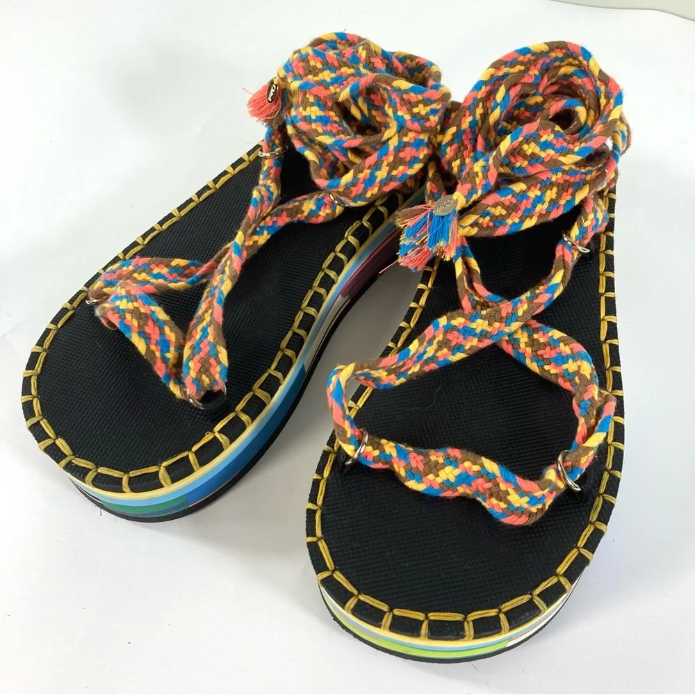 Chloe Lou Strappy Platform Sandals US 7 NWT 37 Summer Beach - Picture 11 of 17